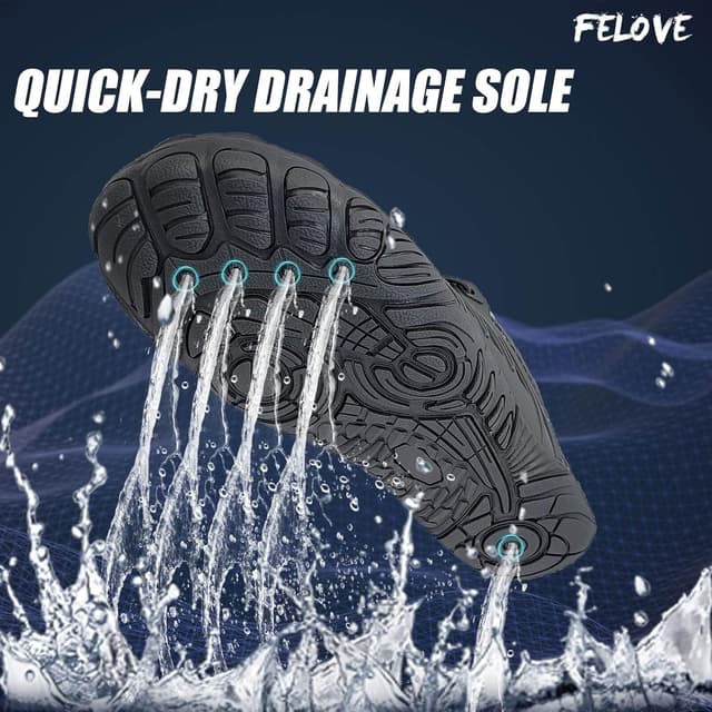 Detalle 1 de FELOVE Chaussures de plage ultra-légères pour plongée, surf & snorkeling (pieds nus) — pantoufles hommes et femmes