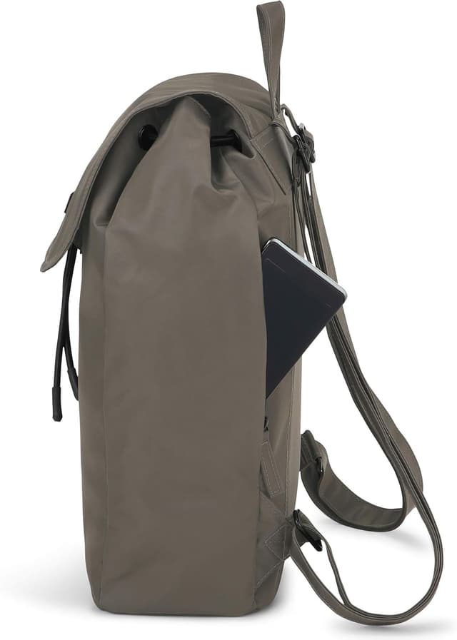 Detalle 2 de Zaino Donna “Clara” Grigio-Marrone in nylon impermeabile, 10 litri, con chiusura magnetica