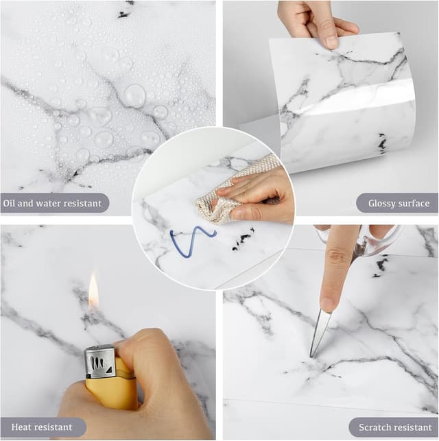 Thumbnail 1 de Abyssaly Credence Adhesive Marbre Blanc 24 pcs 📐