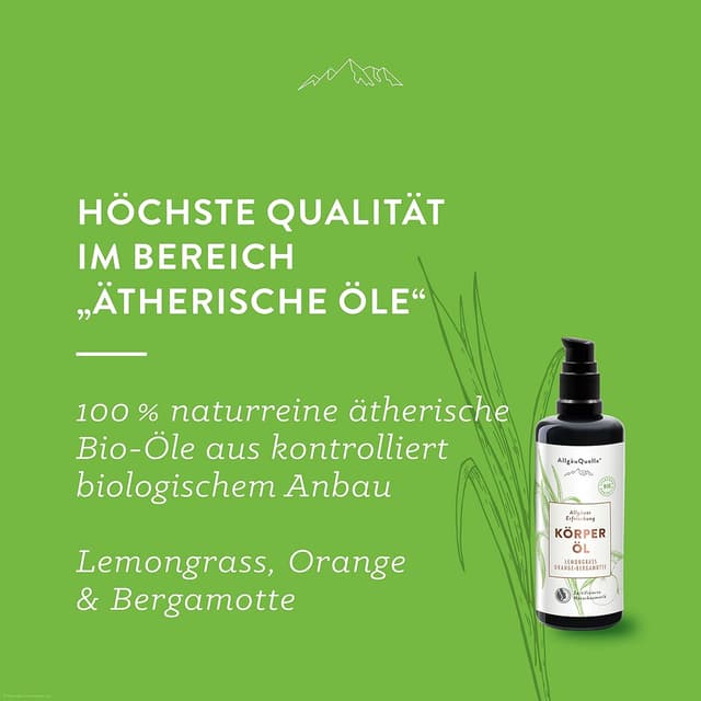 Detalle de AllgäuQuelle® BIO Körperöl „Allgäuer Erfrischung“ (100 ml) mit naturreinen ätherischen Ölen