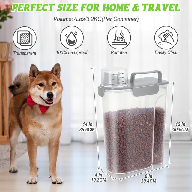 Detalle de TBMax 2-Pack 5L Dog Food Storage Containers with Airtight Lid and Measuring Cups
