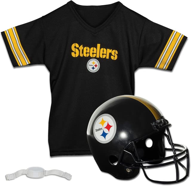 Detalle de Franklin Sports NFL Kids Helmet + Jersey Set (Pittsburgh Steelers) — Youth Medium Costume Uniform