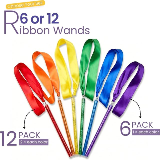 Detalle 2 de GSi Multicolor Sparkling Ribbon Wands 6-pack