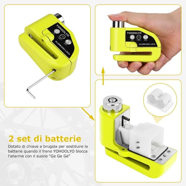 Thumbnail 2 de YOHOOLYO Bloccadisco moto con allarme 110 dB e promemoria 🔒