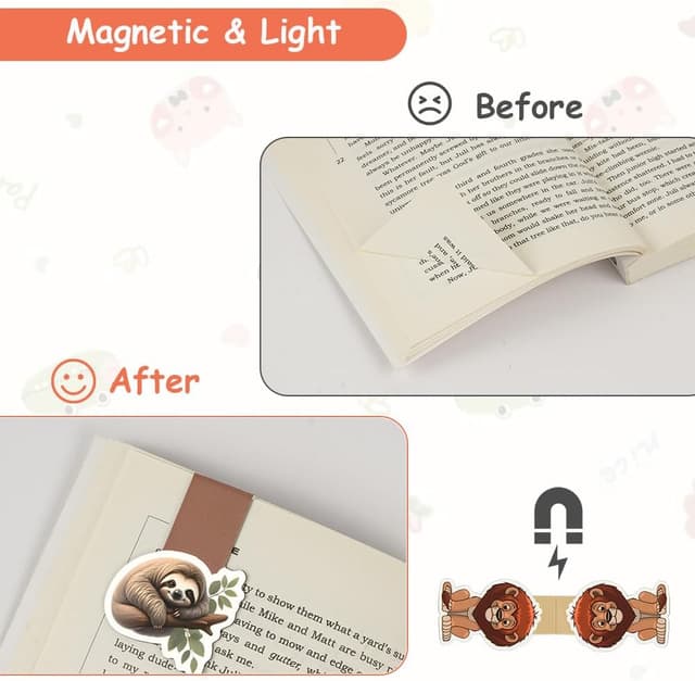 Detalle 2 de AUYAO confezione da 12 segnalibri magnetici con clip e motivi animali