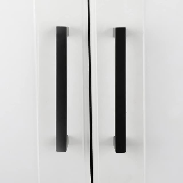 Detalle de goldenwarm 10er Set Küchengriffe aus Edelstahl, Lochabstand 128 mm (schwarz) – LSJ12BK128