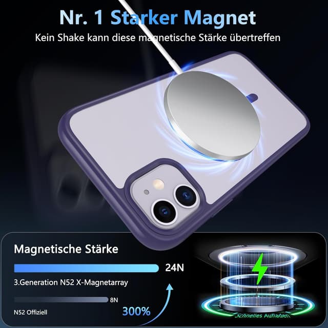 Detalle 2 de Hensinple iPhone 11 Hülle MagSafe Panzer Lila