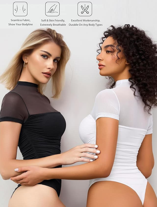 Detalle de Avidlove mesh bodysuit turtle neck