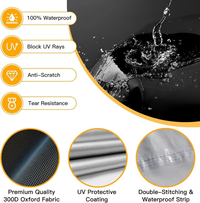 Detalle de EcoZoro 300D Heavy Duty Motorcycle Cover (All-Season Waterproof) with Lock Holes, Reflective Strips & Storage Bag