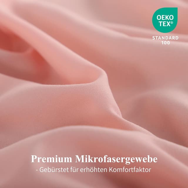 Detalle 2 de Aisbo Bettwäsche 135x200 4-teilig Rosa/Grau (Wendebettwäsche mit Mikrofaser) – 2 Bettbezüge + 2 Kissenbezüge