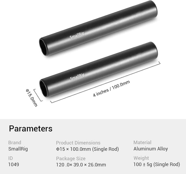 Thumbnail 6 de SMALLRIG 1049 tige 15 mm 10 cm