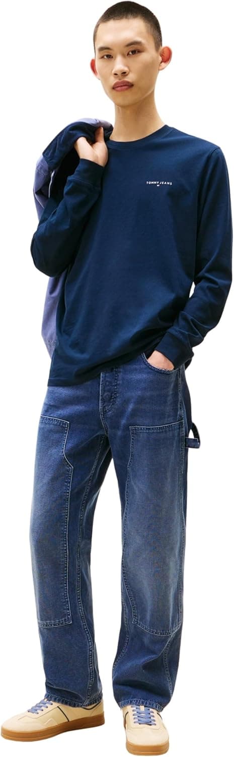 Detalle de Tommy Jeans T-shirt manches longues homme slim en coton « Chest Linear »