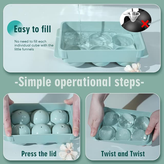 Thumbnail 3 de WIBIMEN Large Ice Cube Molds 1.9in 6 Balls 🍸