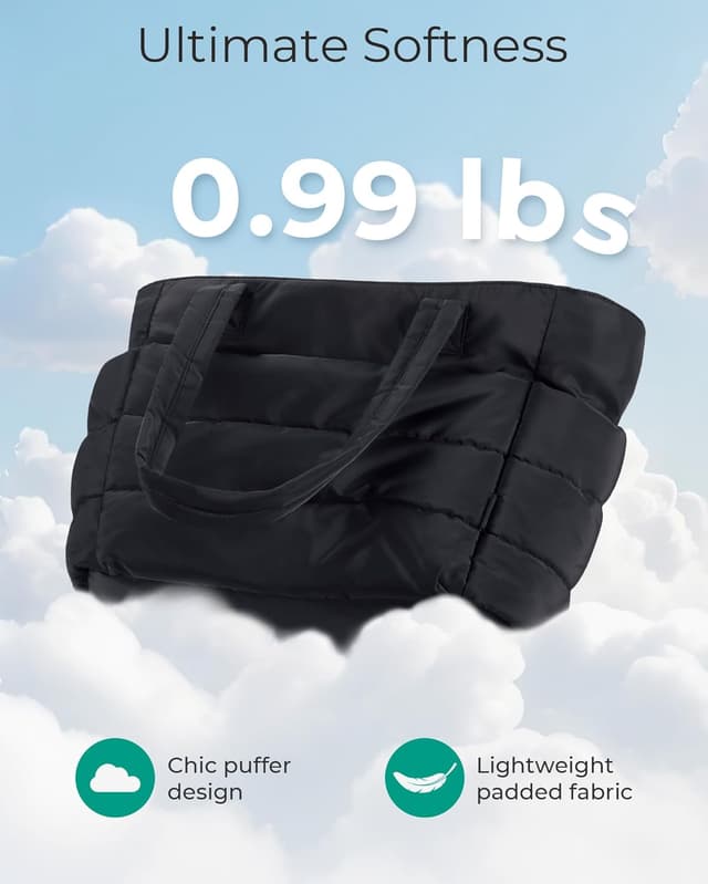 Detalle de bagsmart Women’s Tote Bag – Lightweight fluffy puffer shoulder bag with compartments