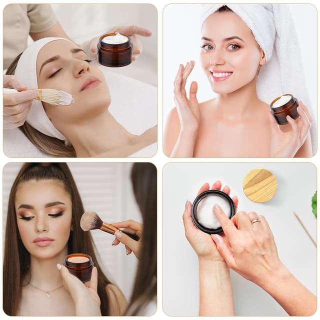 Thumbnail 6 de HOTUT Amber Glas Leerdose (6 Stück) – 50 ml Glas-Cremedosen zum Nachfüllen für Reise & Kosmetik