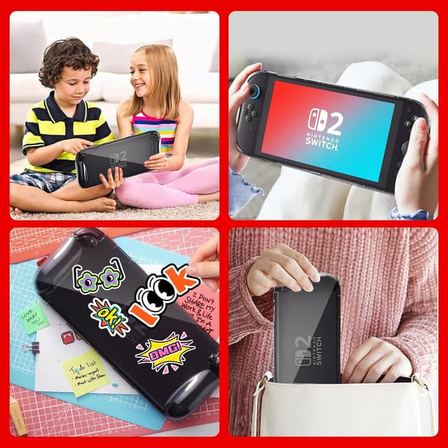 Thumbnail 6 de Mansiruyi Clear TPU Case for Nintendo Switch 2 (2025) – Transparent Anti-Scratch Protective Cover, Black