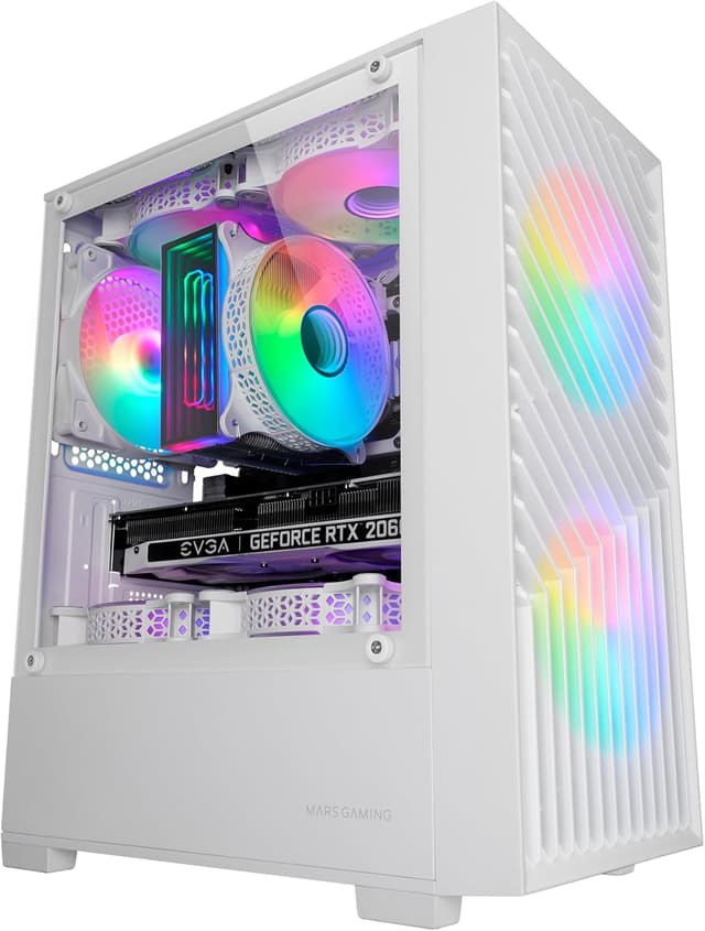 Detalle de Mars Gaming MC-VORTEX (MicroATX) case gaming compatto con frontale mesh, vetro temperato e 3 ventole FRGB 120mm