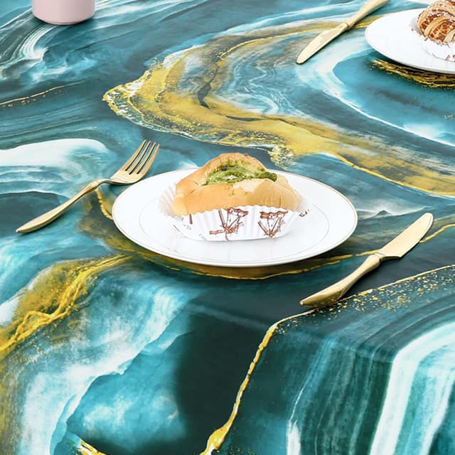 Detalle de misaya Rectangle Waterproof Vinyl Table Cloth (Ripples), Wipeable Oilcloth with Flannel Backing, 52" x 70