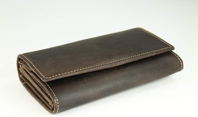 Detalle 2 de Belli Vintage Leder Damen-Geldbörse lang mit vielen Kartenfächern, braun – 17,5 x 10 x 4 cm