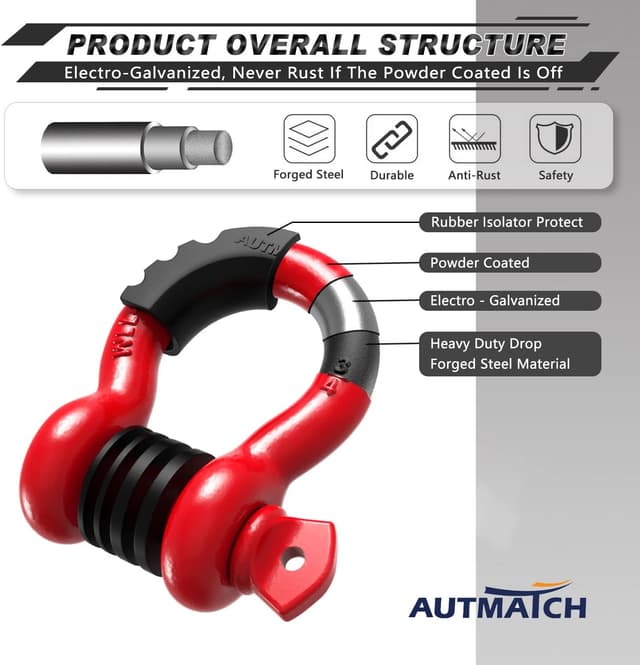 Thumbnail 3 de AUTMATCH D Ring Shackle 3/4" 41,887 lbs Tow Recovery