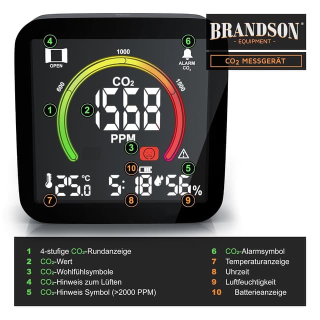 Thumbnail 2 de Brandson CO2 Melder Messgerät 400–5000 PPM