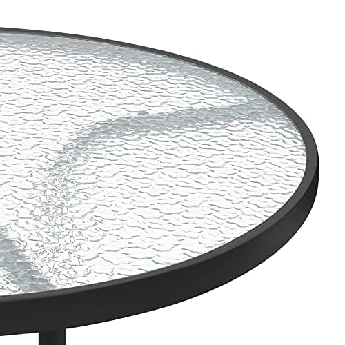 Detalle 2 de Yaheetech tavolo da giardino rotondo in vetro Ø 70 cm con foro per ombrellone (altezza 73 cm) nero