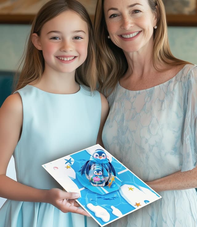 Thumbnail 3 de 3D Pop-Up Mother’s Day Card, Penguin Design