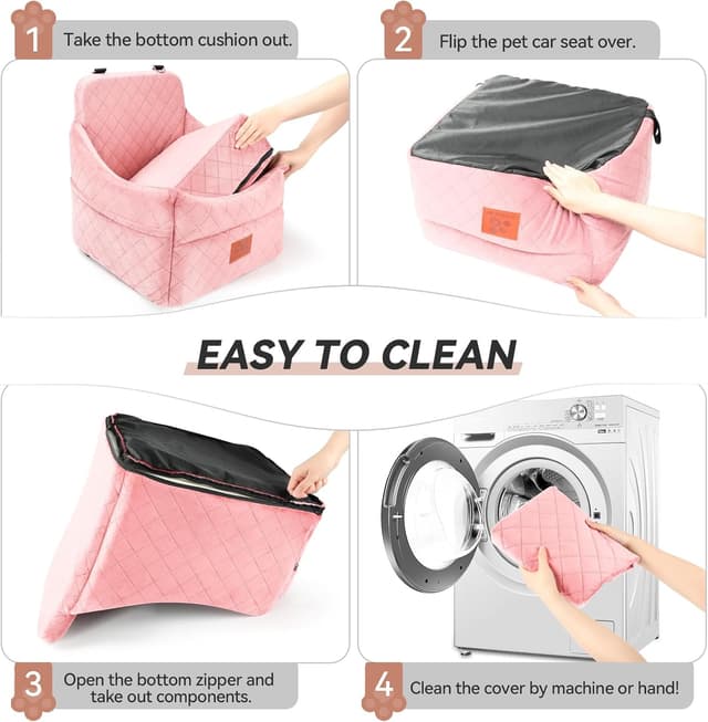 Thumbnail 6 de GL GLENSLAVE Hunde-Autositz für kleine & mittlere Hunde bis 35 lbs (rosa)