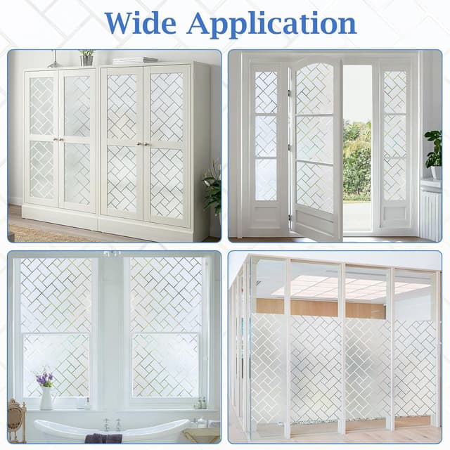 Detalle de Coavas Window Privacy Film (Modern Brick Pattern) for Frosted Windows, Anti-UV, Removable Static Cling, 60x400cm