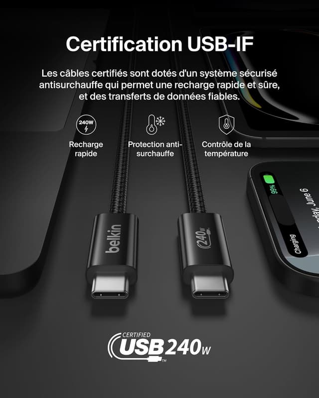 Thumbnail 5 de Belkin Pack de 2 câbles USB-C 1,5 m 240 W
