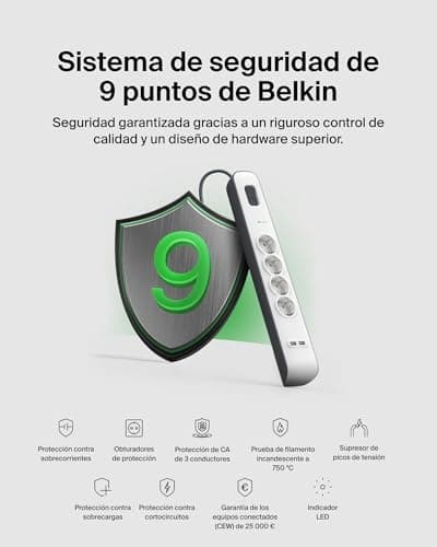 Thumbnail 3 de Belkin Regleta 4 tomas y 2 USB-A ⚡ Protección eléctrica