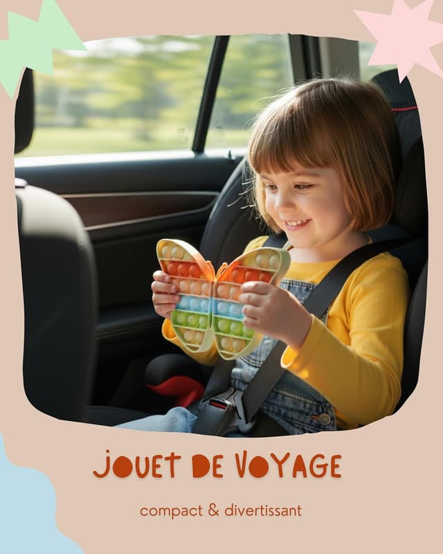 Detalle de Valino Jouet Pop-It Pastel Papillon étanche en silicone (sans BPA) – jouet sensoriel pour enfants