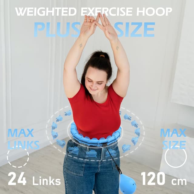 Detalle de JLoibao Weighted Hula Circle for Adults (Infinity Fiteness Hoop Plus Size) with 24 detachable links