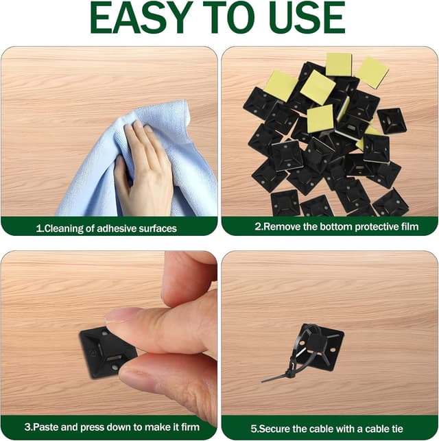 Thumbnail 6 de Wiederverschließbare Kabelbinder Bunt Set 300 x 5 mm (lösbar) inkl. 50 Klebesockel – 100 Stück