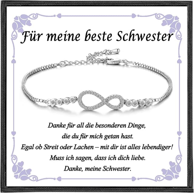 Detalle de USEEDOVIA Unendlichkeitszeichen-Armband mit AAA-Zirkonia für Mama, Tochter, Oma & Schwester