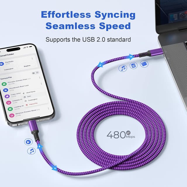 Detalle 2 de BASESAILOR 10FT 60W USB C cable for iPhone
