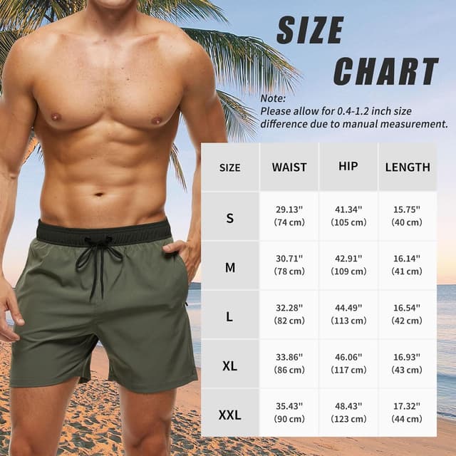 Detalle de Shorts de bain homme avec poches zippées et séchage rapide – maillot de bain homme à doublure maille et cordon réglable