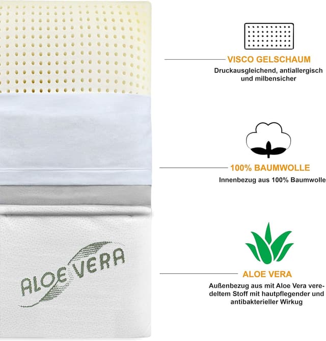 Detalle 2 de Siebenschläfer Orthopädisches Nackenstützkissen 70×42 cm