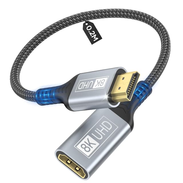 Detalle de layajia Câble d’extension HDMI 8K 2.1 (mâle vers femelle) 0,2 m, pour 8K@60Hz et 4K@120Hz