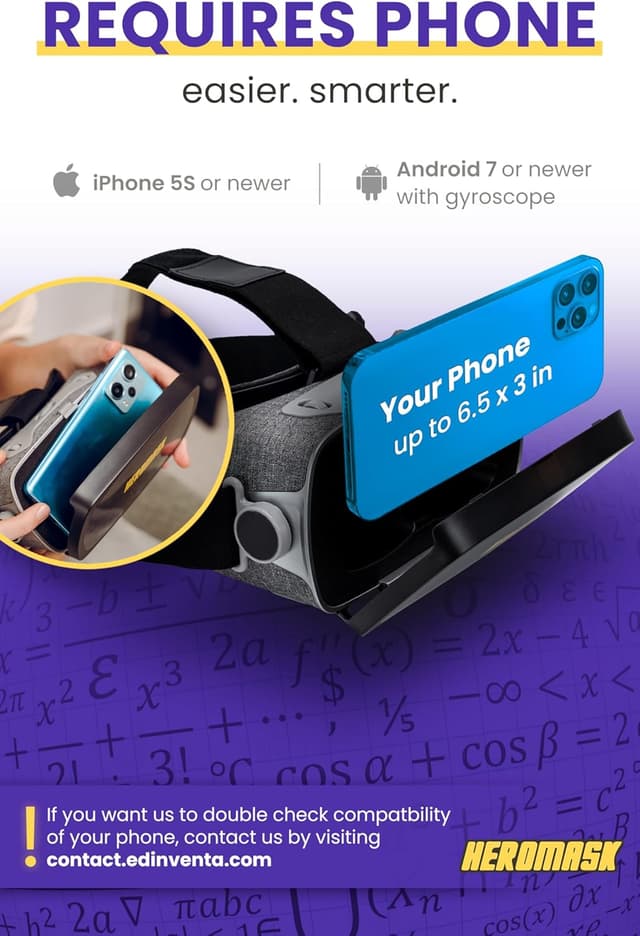 Detalle 2 de Heromask VR Headset + Maths Games (Ages 5–12) — educational virtual reality maths gift