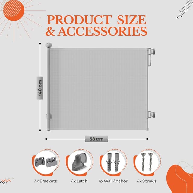 Thumbnail 1 de MeeruWorks Retractable Stair Gate 79cm