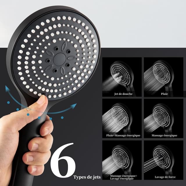 Thumbnail 4 de OFFO Pommeau de douche noir 130 mm