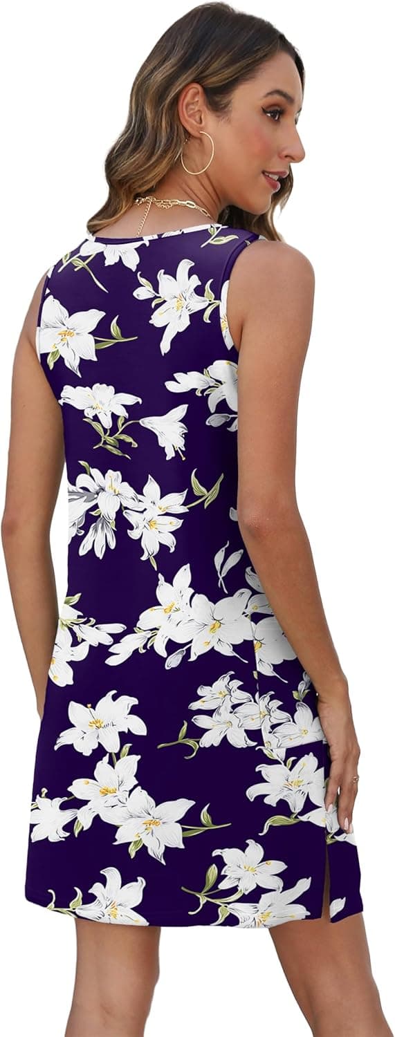 Detalle de BKRIVE Eyelet Casual Loose Sleeveless Sundress with Pockets (2025 Summer Coverup)