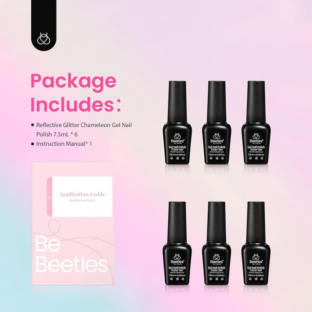 Thumbnail 6 de Beetles Glitzer Gel Nagellack-Set (6 Farben) mit Chamäleon-Crushed-Diamond-Effekt