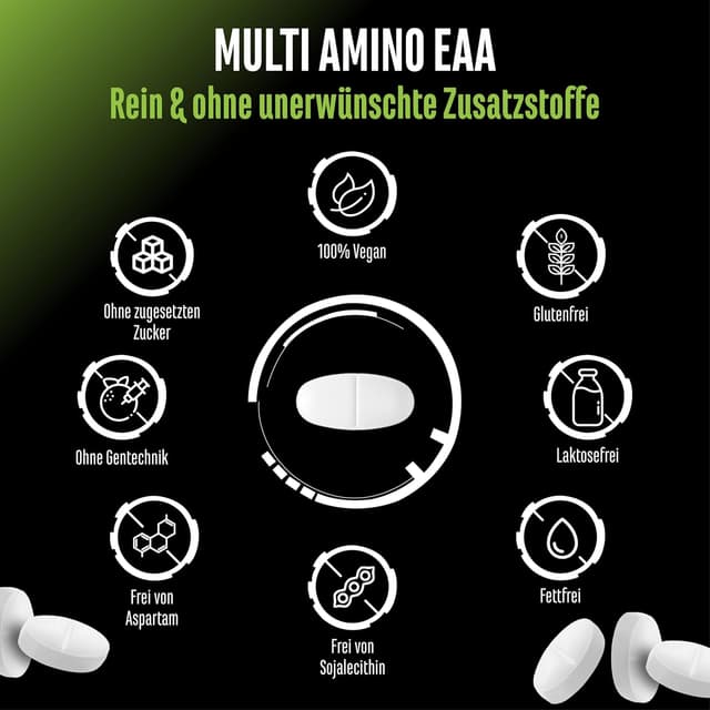 Detalle de GEN German Elite Nutrition EAA Multi Amino – 500 Tabletten mit 1.000 mg, vegan & laborgeprüft