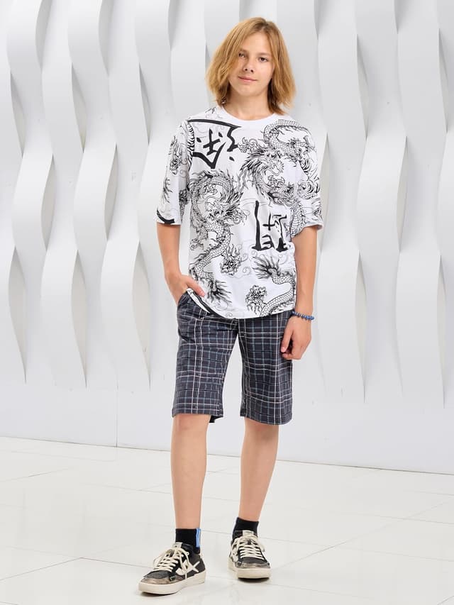 Detalle 2 de MOR Kariert Shorts für Jungen & Mädchen (134–176) aus 100% Baumwolle – mit Kordelzug und zwei Taschen