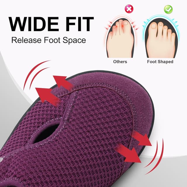 Detalle de JOINFREE Women’s Wide Fit Barefoot Walking Shoes with Adjustable Strap – Zero Drop Comfort Trainers