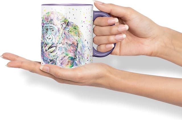Detalle 2 de Vixar Gorilla Ape Monkey Animals 11oz Coloured Ceramic Mug (Purple)
