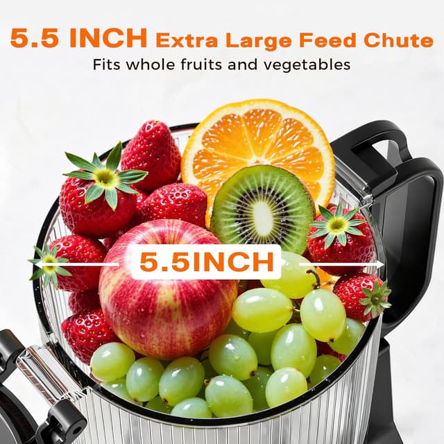 Detalle 2 de Cold Press Juicer with 5.5-inch Wide Feed Chute (Slow Masticating) – Gray