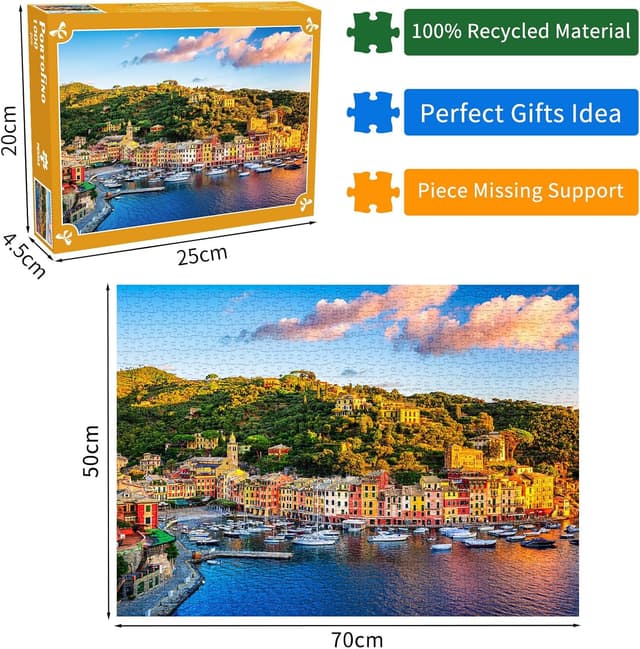 Detalle de Portofino Jigsaw Puzzles for Adults 1000 Piece Italian Riviera (1000 jigsaws)